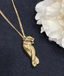 Cartier Panthere Garnet Womens Necklace Gold 18K Custom (2)