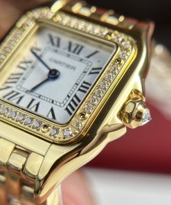Cartier Panthere Replica Watches Womens Metal Wire Yellow 23x30mm (2)