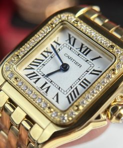 Cartier Panthere Replica Watches Womens Metal Wire Yellow 23x30mm (2)