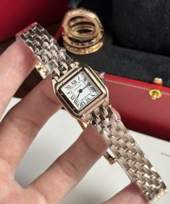 Cartier Panthere Replica Watches Womens Rose Gold Roman Numeral Pile 23x30mm (1)