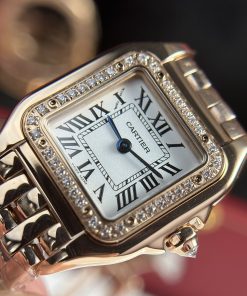 Cartier Panthere Replica Watches Womens Rose Gold Stone Engagement 23x30mm (1)