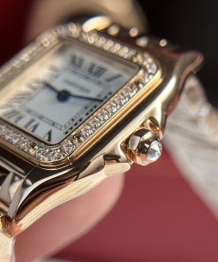 Cartier Panthere Replica Watches Womens Rose Gold Stone Engagement 23x30mm (1)