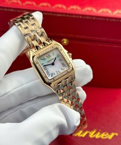 Cartier Panthere Rose Gold Replica 11 Watch Dial Mother Of Pearl AF Factory 27x36mm (2)