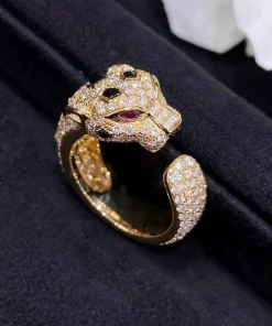 Cartier Panthere Womens Rings Rose Gold 18K Diamonds Custom (2)