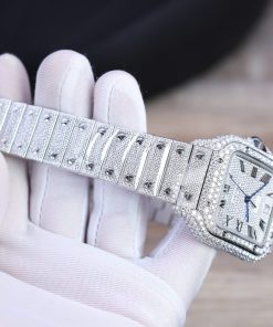 Cartier Santos Best Replica Watch Custom Moissanite Diamonds Hong Kong 39 (2)