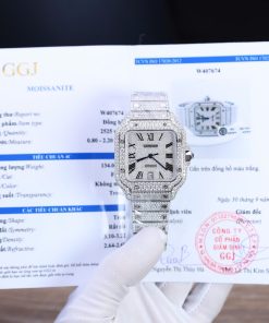 Cartier Santos Best Replica Watch Custom Moissanite Diamonds Hong Kong 39 (2)