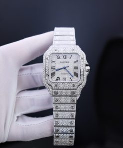 Cartier Santos Best Replica Watch Custom Moissanite Diamonds Hong Kong 39 (2)