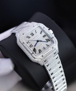 Cartier Santos Best Replica Watch Custom Moissanite Diamonds Hong Kong 39 (2)