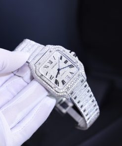 Cartier Santos Best Replica Watch Custom Moissanite Diamonds Hong Kong 39 (2)