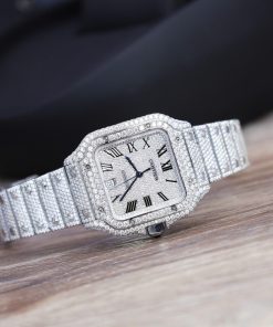 Cartier Santos Best Replica Watch Custom Moissanite Diamonds Hong Kong 39 (2)