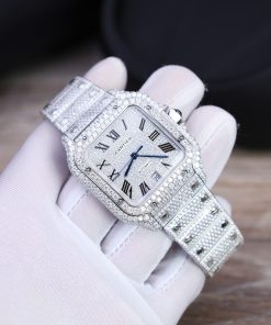 Cartier Santos Best Replica Watch Custom Moissanite Diamonds Hong Kong 39 (2)