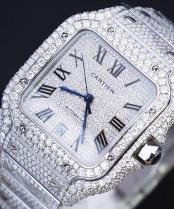 Cartier Santos Best Replica Watch Custom Moissanite Diamonds Hong Kong 39 (2)