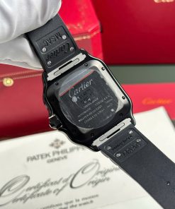 Cartier Santos Black Best Replica Watch Rubber Strap BV Factory 39 (2)