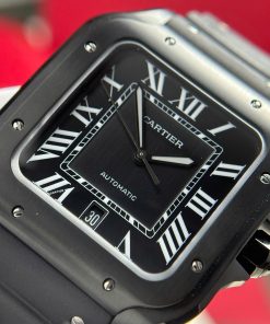 Cartier Santos Black Best Replica Watch Rubber Strap BV Factory 39 (2)