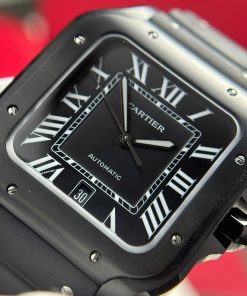 Cartier Santos Black Best Replica Watch Rubber Strap BV Factory 39 (2)