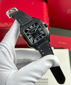 Cartier Santos Black Best Replica Watch Rubber Strap BV Factory 39 (2)