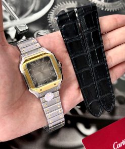 Cartier Santos CRW2SA0030 Gray Dial Demi Gold Best Replica BV Factory (1)