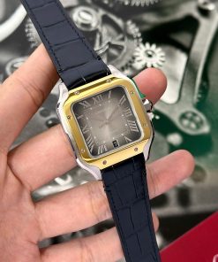 Cartier Santos CRW2SA0030 Gray Dial Demi Gold Best Replica BV Factory (1)