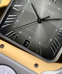 Cartier Santos CRW2SA0030 Gray Dial Demi Gold Best Replica BV Factory (1)