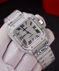 Cartier Santos Custom Full Diamonds CZ AMG Factory Best Replica (3)