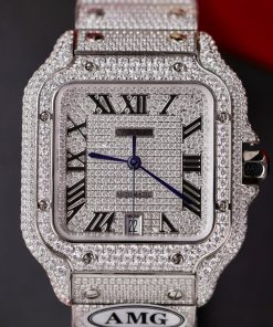 Cartier Santos Custom Full Diamonds CZ AMG Factory Best Replica (3)