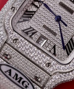 Cartier Santos Custom Full Diamonds CZ AMG Factory Best Replica (3)