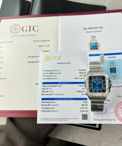 Cartier Santos Custom Moissanite Diamonds Blue Dial BV Factory (3)