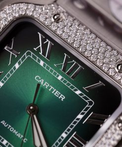 Cartier Santos Customs Moissanite Diamonds Green Dial (10)