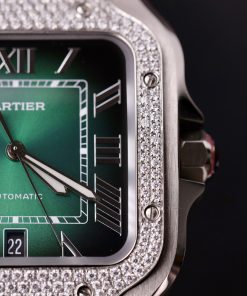 Cartier Santos Customs Moissanite Diamonds Green Dial (10)