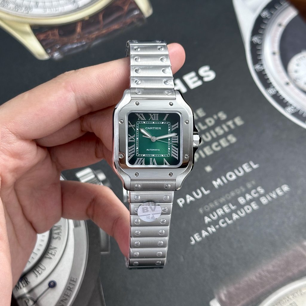Cartier Santos De Cartier WSSA0061 Green Dial Best Replica Women 35mm (2)