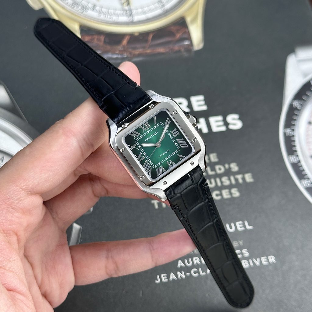 Cartier Santos De Cartier WSSA0061 Green Dial Best Replica Women 35mm (2)