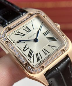 Cartier Santos Dumont Small Rose Gold Bezel Diamonds F1 Factory (1)