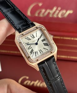 Cartier Santos Dumont Small Rose Gold Bezel Diamonds F1 Factory (1)