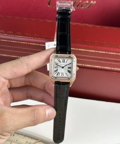 Cartier Santos Dumont Small Rose Gold Bezel Diamonds F1 Factory (1)