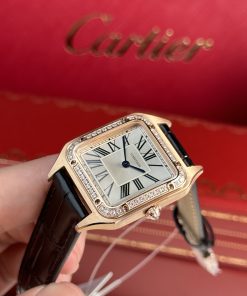 Cartier Santos Dumont Small Rose Gold Bezel Diamonds F1 Factory (1)