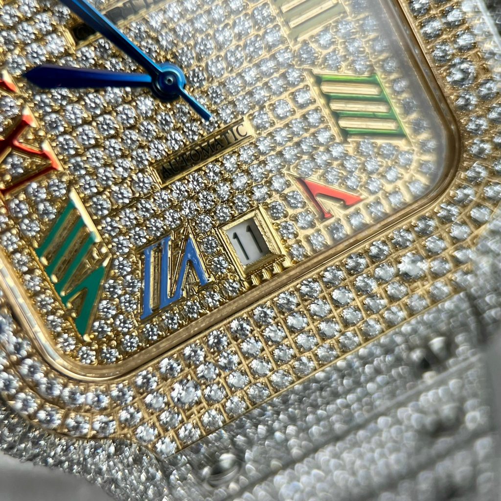 Cartier Santos Full Diamonds Replica Watches Best Quality (2)