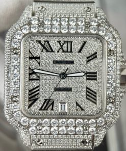 Cartier Santos Full Diamonds Swarovski Replica Watches (1)
