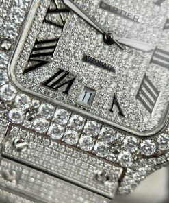 Cartier Santos Full Diamonds Swarovski Replica Watches (1)
