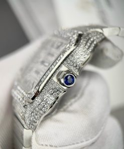 Cartier Santos Full Diamonds Swarovski Replica Watches (1)