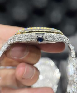 Cartier Santos Iced Out Moissanite Demi Gold Replica Watch (1)