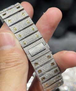 Cartier Santos Iced Out Moissanite Demi Gold Replica Watch (1)