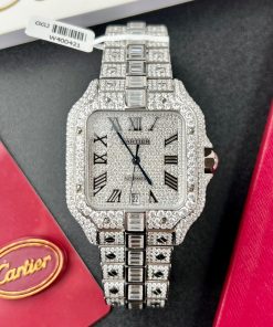 Cartier Santos Iced Out Moissanite Diamonds Best Replica 39 (12)