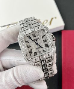 Cartier Santos Iced Out Moissanite Diamonds Best Replica 39 (12)