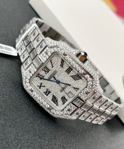 Cartier Santos Iced Out Moissanite Diamonds Best Replica 39 (12)