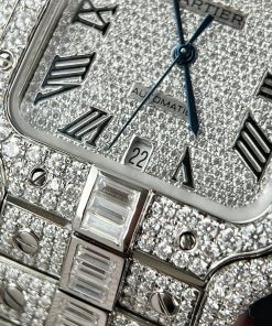 Cartier Santos Iced Out Moissanite Diamonds Best Replica 39 (12)