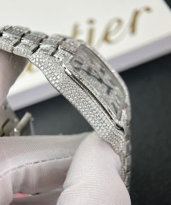 Cartier Santos Iced Out Moissanite Diamonds Best Replica 39 (12)