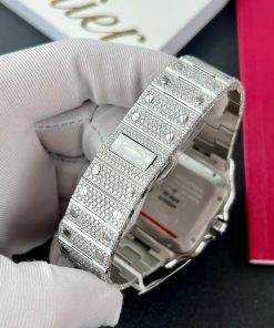 Cartier Santos Iced Out Moissanite Replica Watches BV Factory (11)