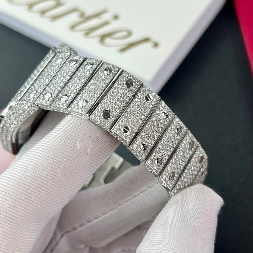 Cartier Santos Iced Out Moissanite Replica Watches BV Factory (11)