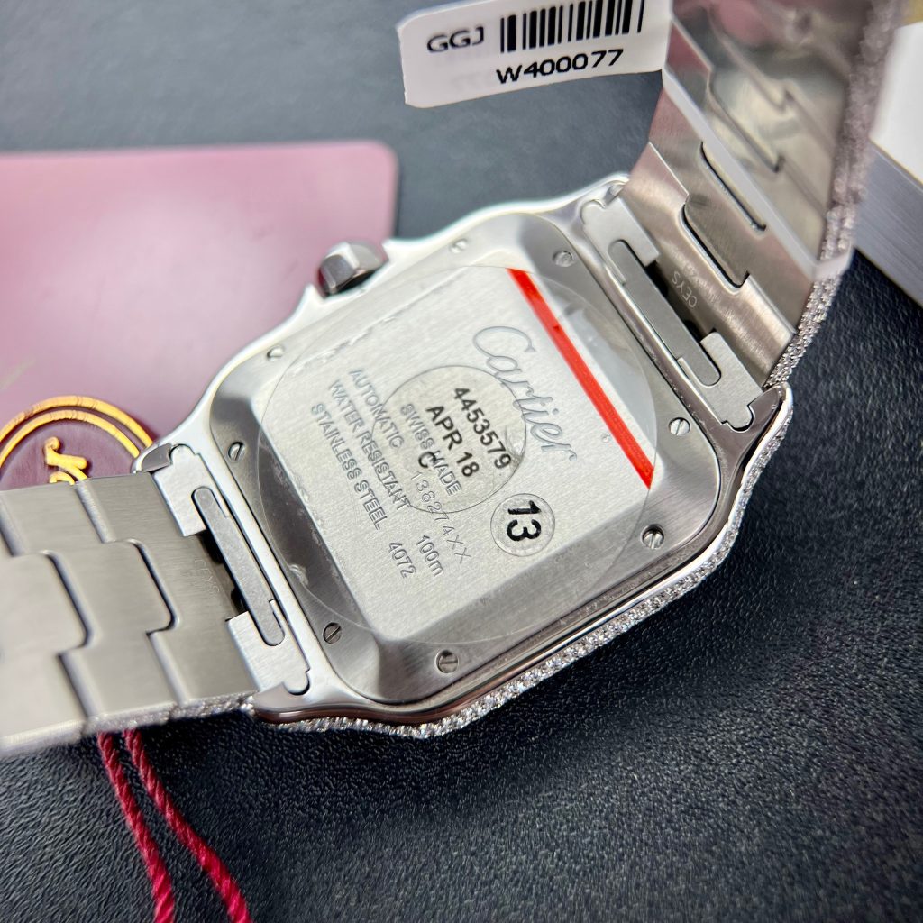 Cartier Santos Iced Out Moissanite Replica Watches BV Factory (11)