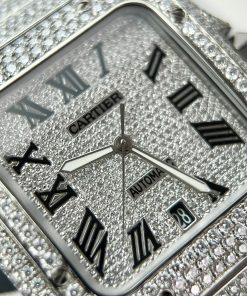 Cartier Santos Iced Out Moissanite Replica Watches BV Factory (11)